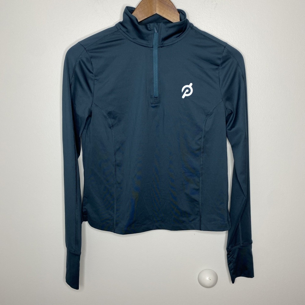 Peloton‎ Women's 1/4 Zip Performance Warm Up Thumbholes Green Pullover XS